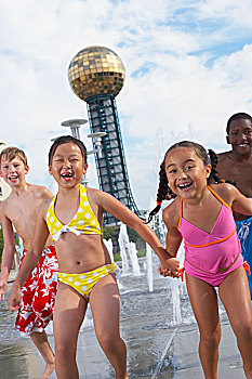 孩子,玩,水上公园,诺克斯维尔,田纳西,美国