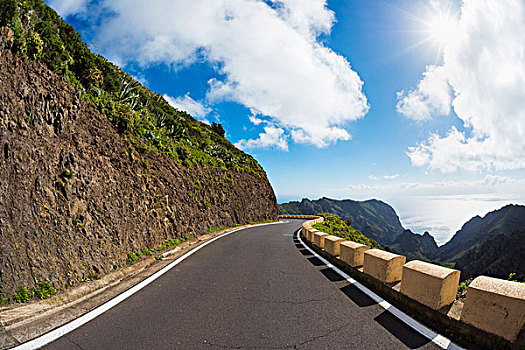 隘口,道路,太阳,山,特内里费岛,加纳利群岛,西班牙