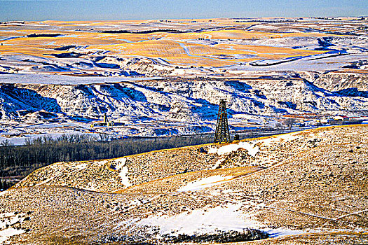 老,石油钻机,荒地,德兰赫勒,艾伯塔省,加拿大