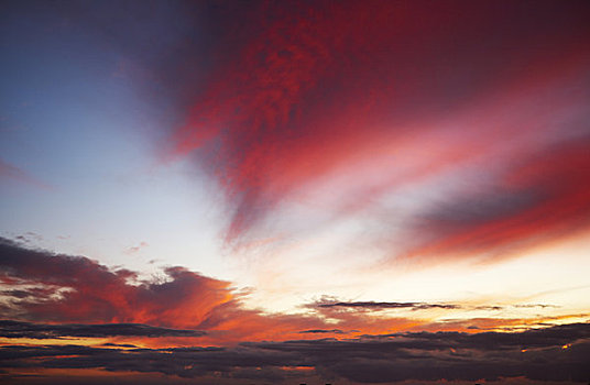夏威夷,瓦胡岛,漂亮,日落,创作,彩色,云