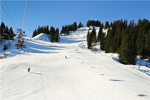 滑雪缆车,滑雪,轨道,雪,阿尔卑斯山,山