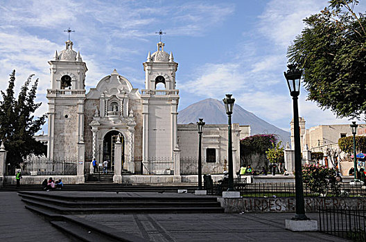 教堂,广场,西班牙,阿雷基帕,印加,住宅区,秘鲁,南美,拉丁美洲