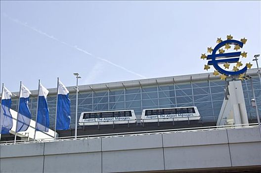 1号航站楼,欧元符号,机场,法兰克福,黑森州,德国