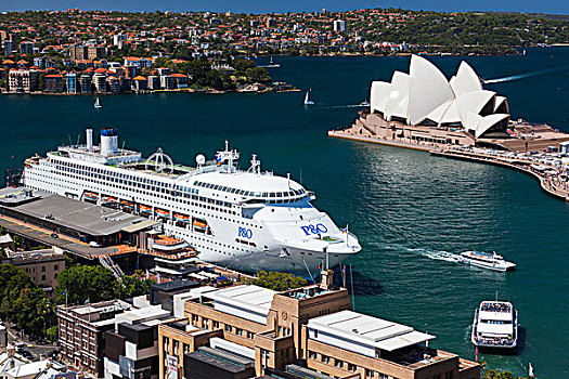 澳大利亚,悉尼,石头,区域,悉尼歌剧院,俯视图,白天