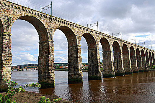 铁路桥,石桥,河,苏格兰,英国,欧洲