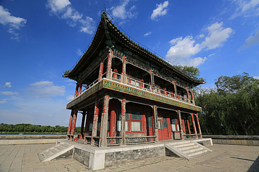 北京皇家园林颐和园景明楼南配楼