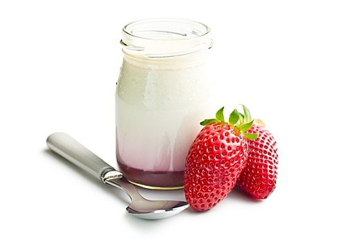酸奶,罐,草莓