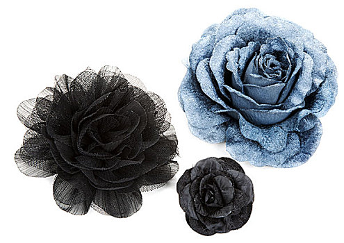 两个,黑色,一个,蓝花,玫瑰,蕾丝