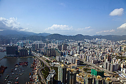 香港,九龙,建筑群,立体交通,俯拍
