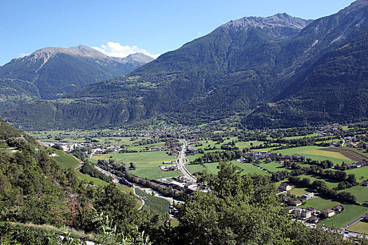远眺,罗纳河谷,瓦莱,瑞士