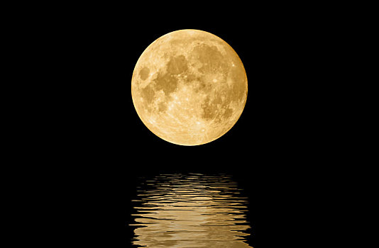 中秋节满月月球月亮倒影