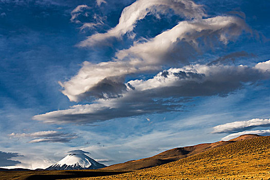 云,上方,高原,拉乌卡国家公园,智利