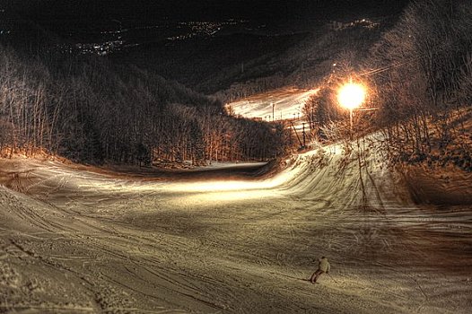 札幌,山,滑雪坡,夜晚