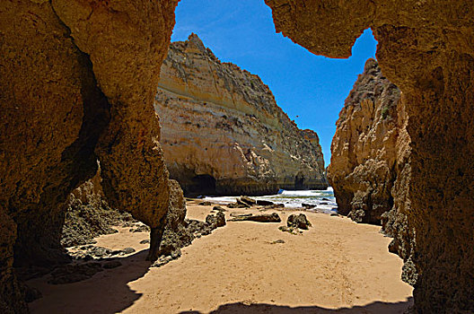 海滩,阿尔加维,葡萄牙,欧洲