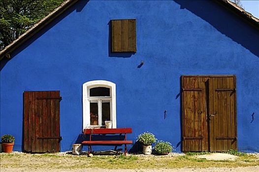 蓝色,房子,窗户