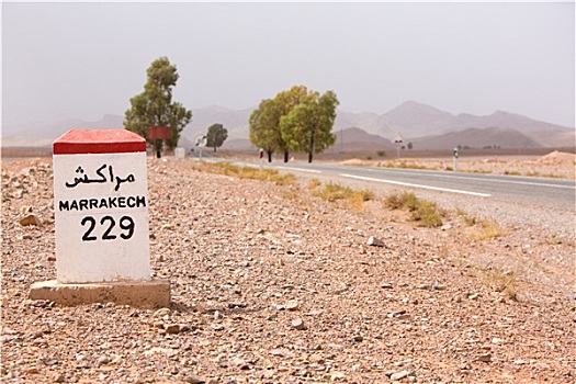 路标,途中,马拉喀什,摩洛哥