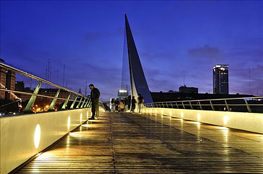 女人,桥,老,港口,布宜诺斯艾利斯,阿根廷,南美