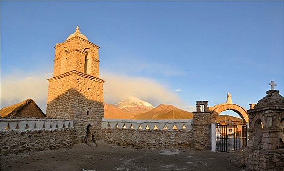 老,天主教,石头,教堂,玻利维亚