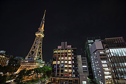 电视塔,夜晚,名古屋,日本