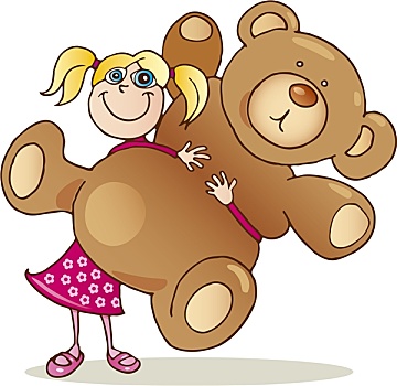 女孩,大,泰迪熊