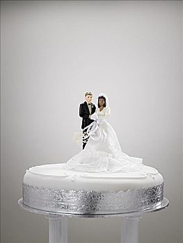 新娘新郎,小雕像,婚礼蛋糕