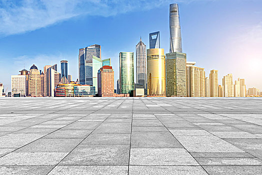 地砖地面和上海陆家嘴金融中心