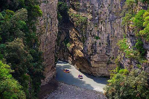 小艇,河,峡谷,培拉特,阿尔巴尼亚,欧洲