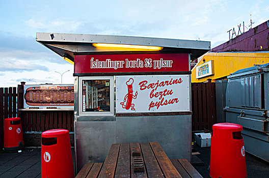 冰岛,雷克雅未克,著名,热狗摊,靠近,港口