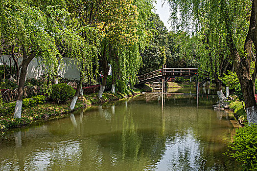苏州定园园林小桥水榭