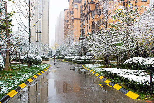 雪中住宅区