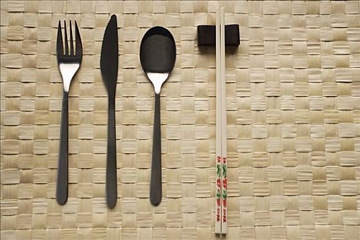 叉子,刀,勺子,筷子,餐饭,布置