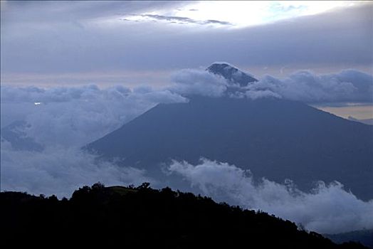 云,俯视,火山,危地马拉