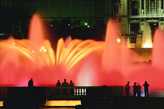 魔幻,喷泉,国会大楼,西班牙,巴塞罗那,加泰罗尼亚
