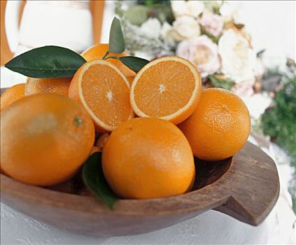 橘子,叶子,碗