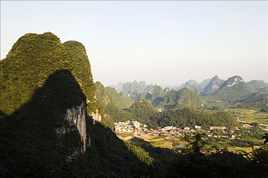 中国,广西,阳朔,靠近,桂林,喀斯特地貌,石灰石,山景