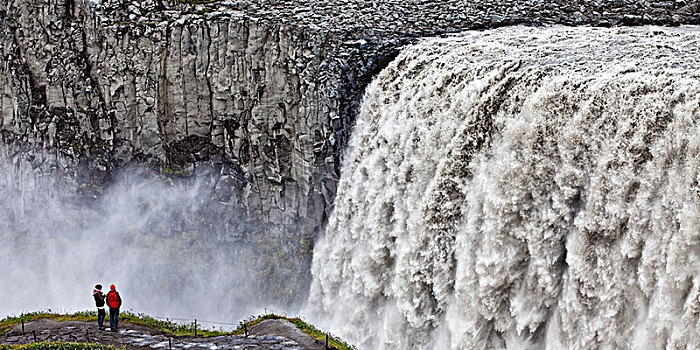 人,瀑布,河,北方,冰岛,岛屿