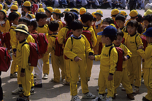 韩国,首尔,学童,背包