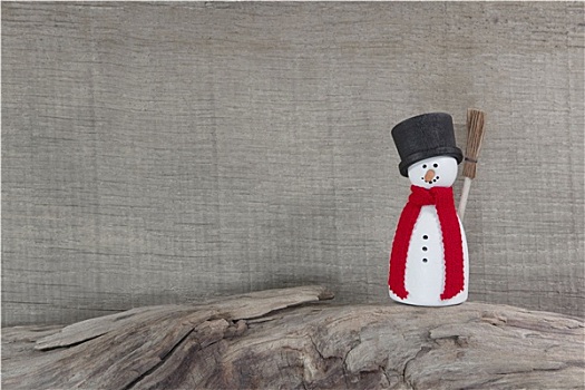 雪人,站立,圣诞节,木质背景