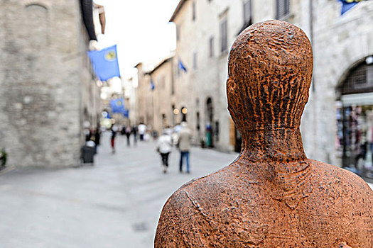 铜像,现代艺术,圣吉米尼亚诺,托斯卡纳,意大利,欧洲