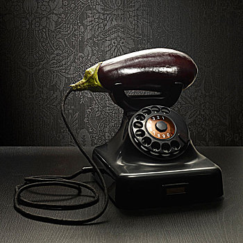 旧式,电话,茄子,听筒