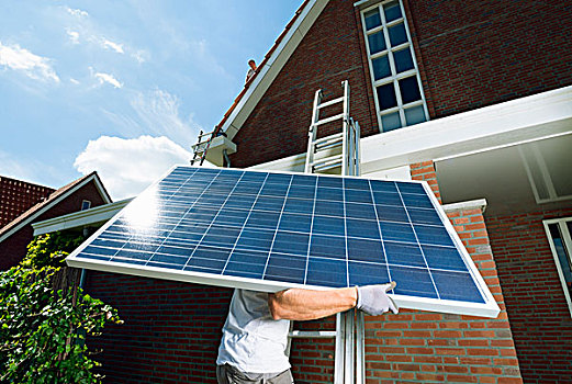 工作,太阳能电池板,屋顶,新家,荷兰