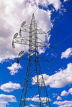 水电,信号发射塔,积云,背景,不列颠哥伦比亚省,加拿大