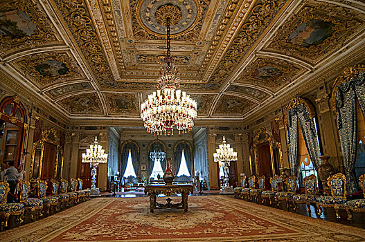 蓝色,大厅,朵尔玛巴切皇宫,宫殿,土耳其,伊斯坦布尔