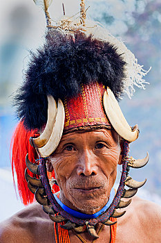部族,男人,传统服饰,犀鸟,节日,印度,亚洲