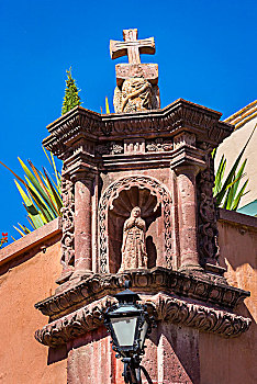特写,石像,圣母玛利亚,户外,传统建筑,圣米格尔,墨西哥