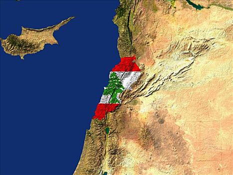 卫星图,黎巴嫩,旗帜,遮盖