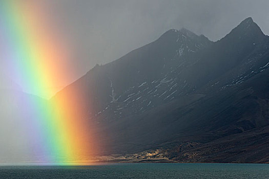 彩虹,湾,斯匹次卑尔根岛,斯瓦尔巴特群岛,岛屿,挪威,欧洲