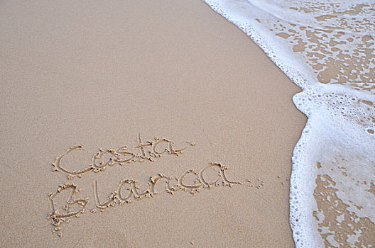 白色海岸,文字,沙子,海滩,西班牙,欧洲
