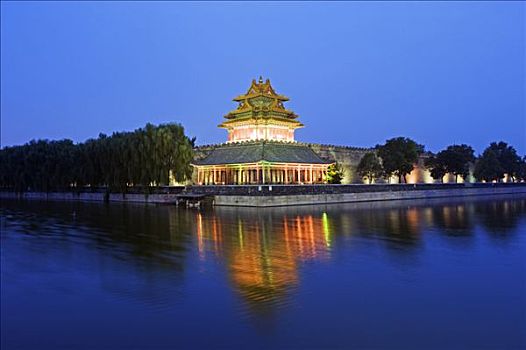 中国,北京,故宫,光亮,夜晚