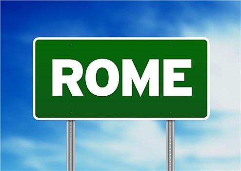 绿色,路标,罗马,意大利